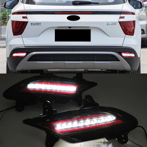 1 par Reflector Led luces de conducción para Hyundai Creta IX25 2020- 2021 luces de freno traseras luz para parachoques luz intermitente - Imagen 6