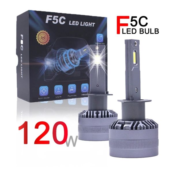 F5C 120W 5000LM H7 Bombilla LED Kit de faros LED Principal, Luz antiniebla H4 H7 H8 H11 H1 9005 9012 Lámpara LED para automóvil