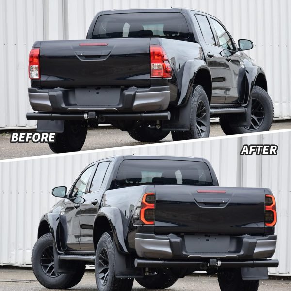 Faros Luces LED Traseros, Luces traseras LED compatibles con Toyota Hilux Revo 2015-2020 camioneta, conjunto de lámpara posterior con luz de circulación de animación dinámica - Imagen 3