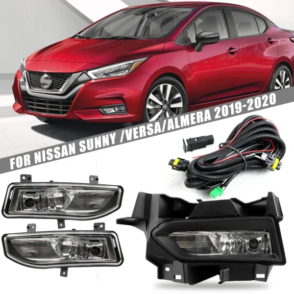 Lámpara antiniebla de parachoques delantero para NISSAN SUNNY VERSA ALMERA versión 2019-2020 Neblinero adicional + cableado