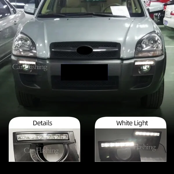 Luces LED de circulación diurna para Hyundai Tucson, faros antiniebla DRL, cubierta de lámpara, Neblinero LED 1 par, 2005, 2006, 2007, 2008, 2009 - Imagen 2