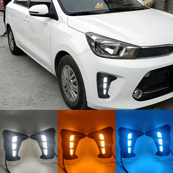 Luces LED de circulación diurna para KIA PEGAS Soluto 2018 2019 2020, lámpara de señal antiniebla de 2 piezas DRL Neblinero LED - Imagen 2