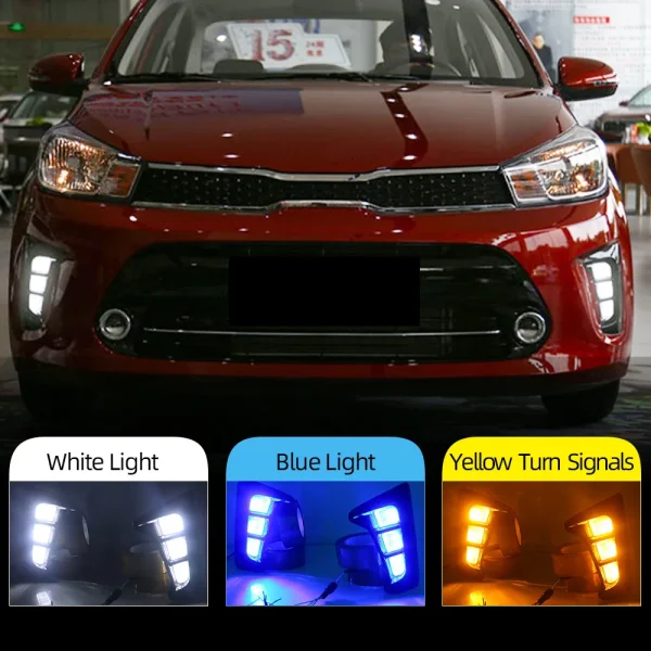 Luces LED de circulación diurna para KIA PEGAS Soluto 2018 2019 2020, lámpara de señal antiniebla de 2 piezas DRL Neblinero LED