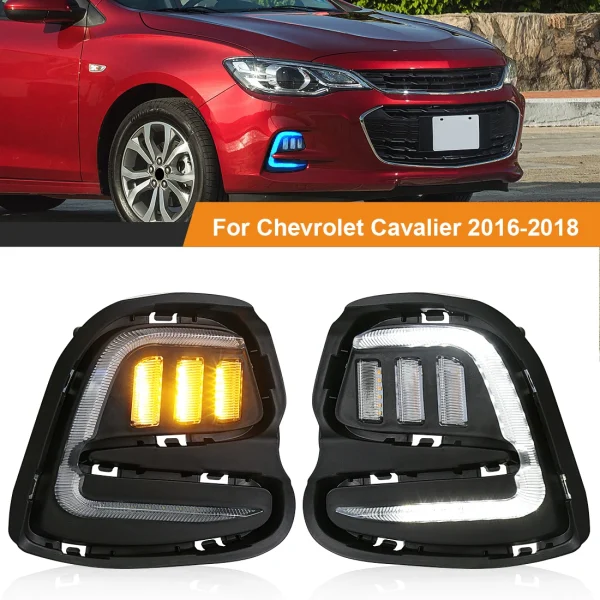 Luces de circulación diurna DRL Led para Chevrolet Cavalier 2016, 2017, 2018, 2019, señal de giro, lámpara antiniebla, blanco, amarillo, azul, Neblinero LED