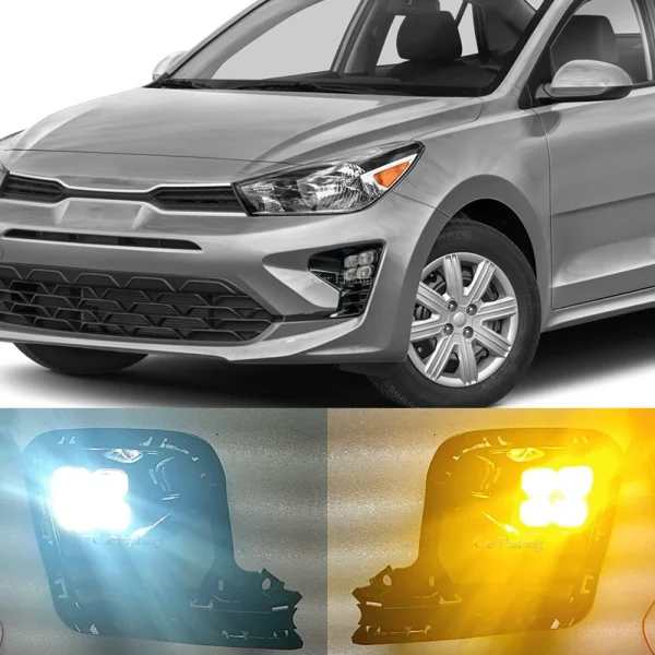 Luz LED antiniebla para Kia RIO 2022, 2023, luces de circulación diurna con intermitente amarillo parachoques delantero DRL - Imagen 2