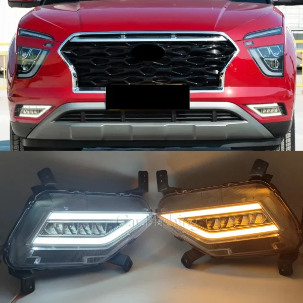 Luz LED diurna antiniebla con intermitente amarillo para Hyundai Creta IX25, 1 par, 2020, 2021 Neblineros LED - Imagen 6