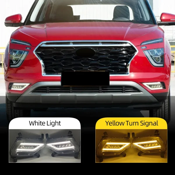 Luz LED diurna antiniebla con intermitente amarillo para Hyundai Creta IX25, 1 par, 2020, 2021 Neblineros LED