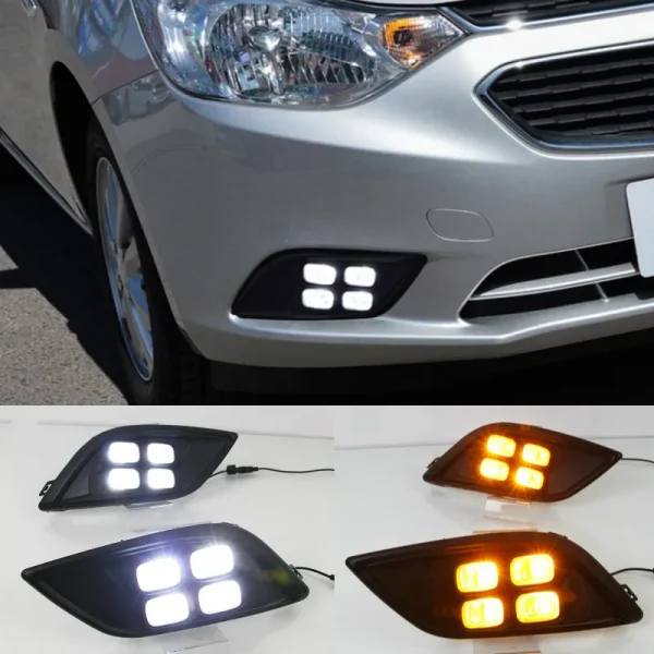 Luz LED diurna para coche, Luz antiniebla amarilla y azul para Chevrolet Sail 2014, 2015, 2016, 2017, DRL, Neblineros led 2 piezas - Imagen 2