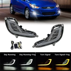 Luces antiniebla LED luces de parachoques delanteras para Hyundai Accent 2012-2017 con DRL