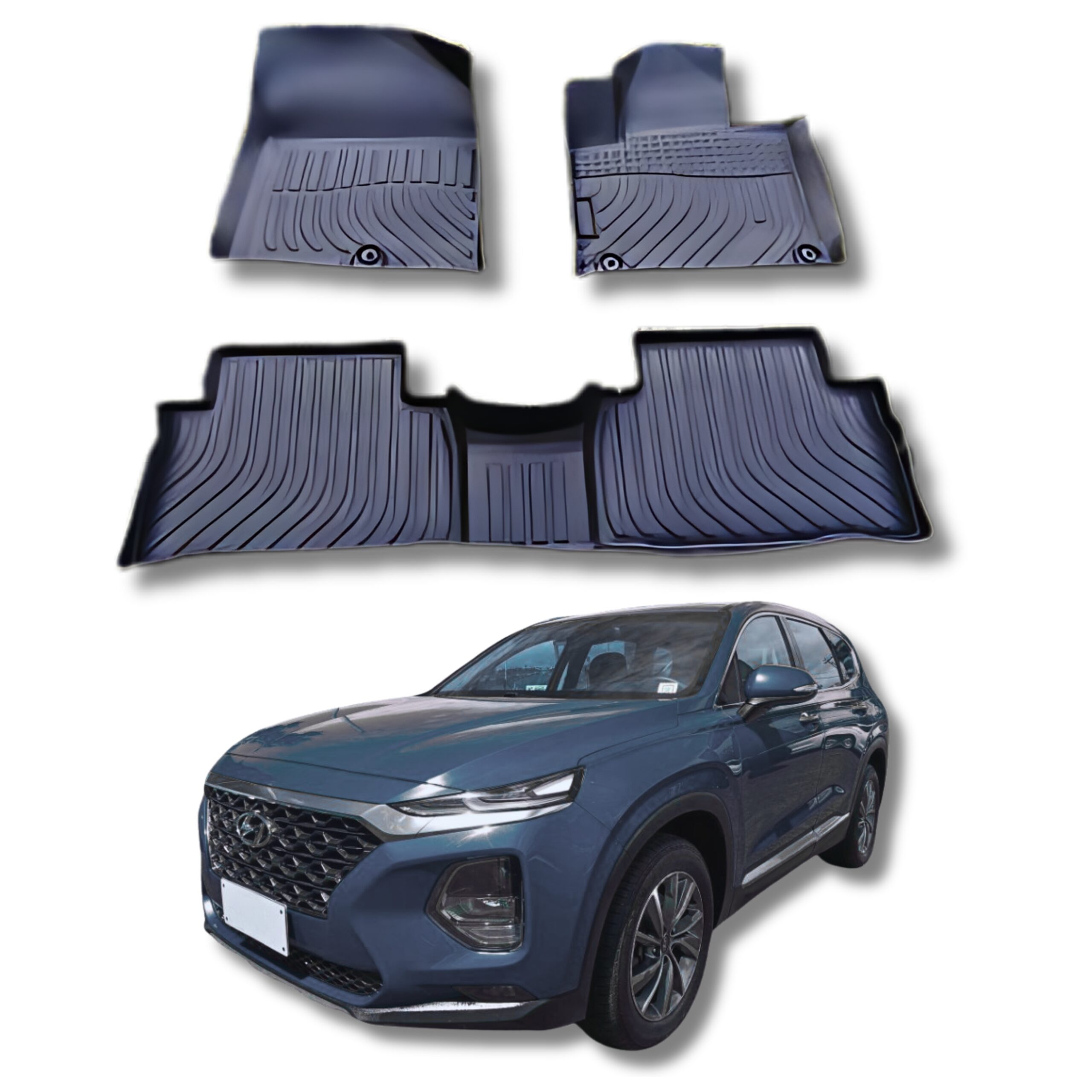 Juego De Moquetas Termoformadas Tipo Bandeja 3d P/ Hyundai Santa Fe 2019 2020 2021 2022/2023/2024