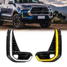 LUZ DIURNA + LUZ DIRECCIONAL TOYOTA REVO HILUX VIGO 2020 NIQUELADO