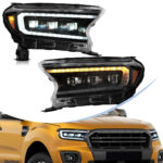 Faros Delanteros Ford  Ranger 2017 2018 2019 2020 2021 Led  3/Lupas Tipo Mustang  2pcs Lh+Rh