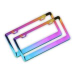 Marco De Placa Acero Inoxidable Azul Camaleón