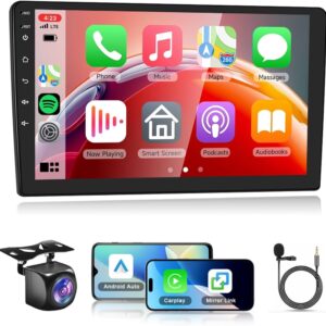 Nuevo Estéreo para coche de 9 pulgadas, pantalla táctil HD, soporte de Radio para coche de un solo Din, Carplay, Android Auto con cámara de respaldo Bluetooth, navegación