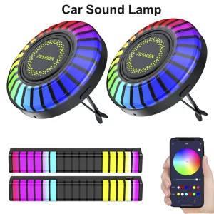 Aromatizante Ambiental Rítmico Led RGB para carro Control de sonido, ritmo de voz, luz de ambiente con control por aplicación
