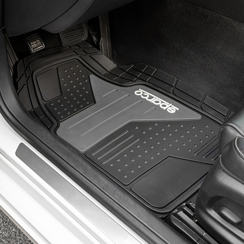 Moquetas Sparco Corsa Universal Caucho Larga Duración Para Auto Camioneta Gris Negro - Imagen 2