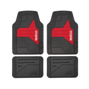 Moquetas Sparco Corsa Universal Caucho Larga Duración Para Auto Camioneta Rojo Negro