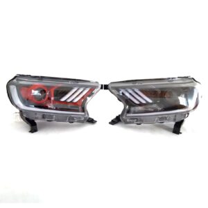 Faros Guias Principales Delanteros LED Tipo Mustang Fondo Rojo para Ford Ranger 2015 2016 2017 2018 2019 2020