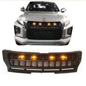 Mascarilla Rejilla Delantera Negra con Luz LED Ambar para Mitsubitshi L200 Triton 2019 2020 2021 2022
