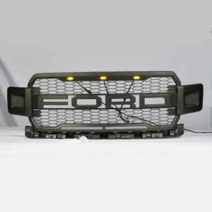 Mascarilla Plástica Rejilla Delantera Gris Oscura con 3 Focos LED Ambar para Ford F150 2018 2019 2020