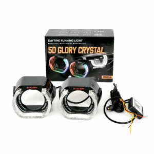 2 uds 2,5 pulgadas 3 pulgadas coche LED Ojos de Ángel cubiertas 5D Glory Crystal DRL cubiertas de proyector ajustar el brillo señal de giro Control por aplicación