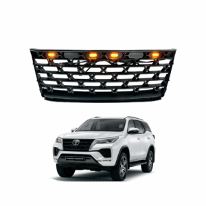 Mascarilla Rejilla Delantera Negra sin Emblema con Luz LED Ambar para Toyota Fortuner 2021 2022
