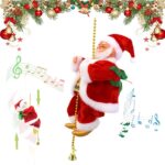 Papa Noel Que Sube y Baja Musical Decoración Navideña Adorno de Navidad Santa Claus Escalador con Cuerda Eléctrica