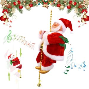 Papa Noel Que Sube y Baja Musical Decoración Navideña Adorno de Navidad Santa Claus Escalador con Cuerda Eléctrica