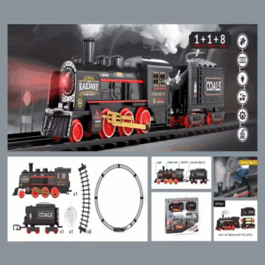 Tren de Navidad Eléctrico con Humo Real y Luces LED Juguete de Tren de Vapor con Pista, Modelo Coleccionable Regalo Navideño Ideal para Niños Decoración para Árbol de Navidad y Ambientación Navideña