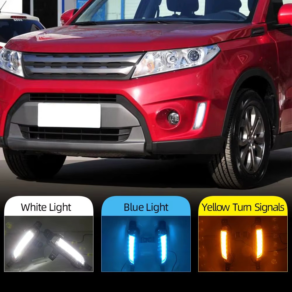 Luz de Marcha Diurna LED DRL y Faros Antiniebla con Señal de Giro Amarilla para Suzuki Vitara 2015 2016 2017 2018 2019 2020