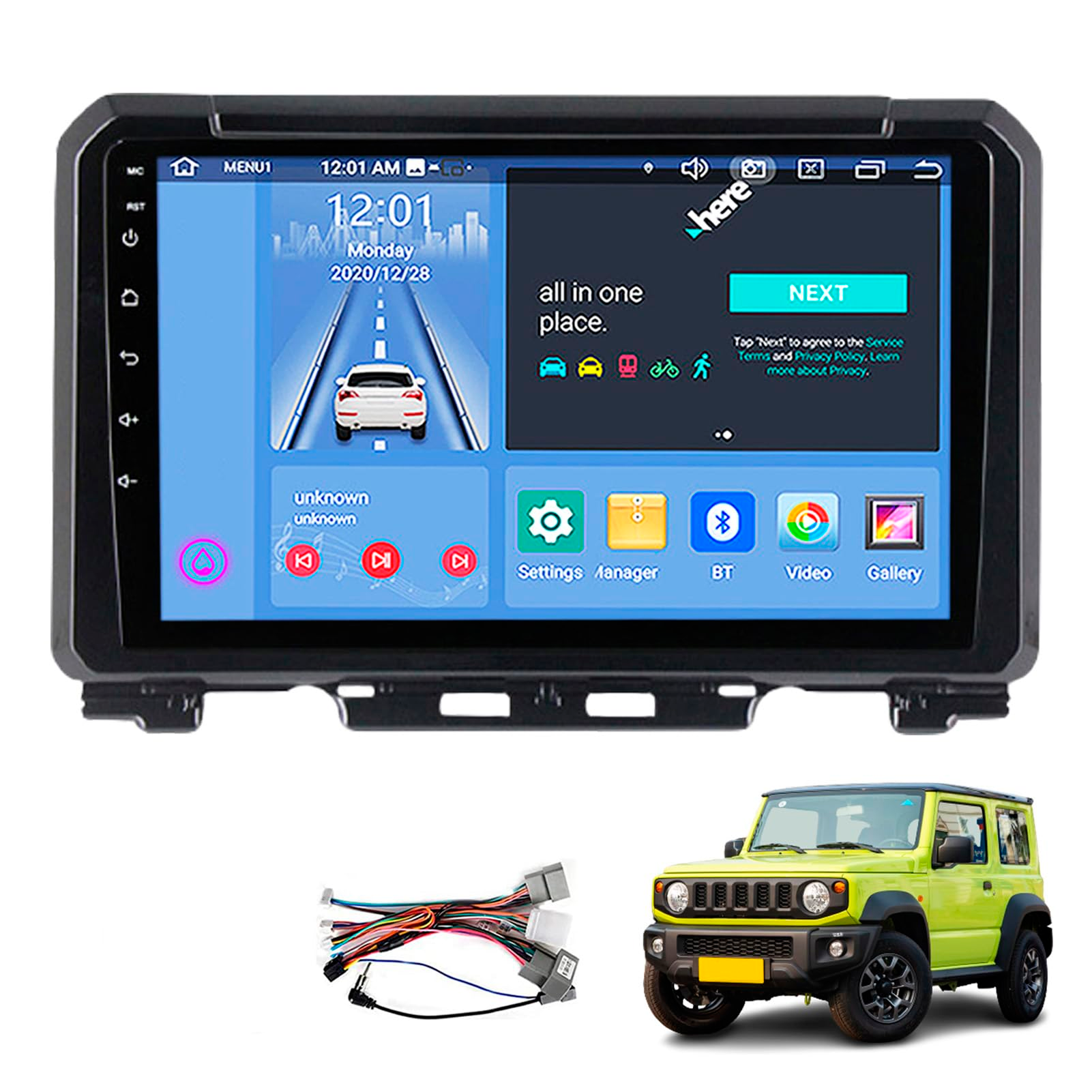 Radio Android Estéreo para Suzuki Jimny (2018 2019 2020 2021 2022 2023 2024 2025), pantalla táctil de 9 pulgadas, sistema de navegación automática con GPS, WiFi, Bluetooth, FM Mirror Link