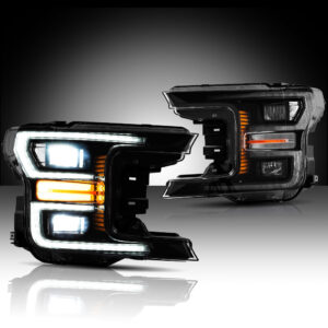 aros delanteros LED compatibles con F150 2018 2019 2020 (no compatible con un Raptor) con señal de giro secuencial, sin necesidad de bombillas adicionales, carcasa negra