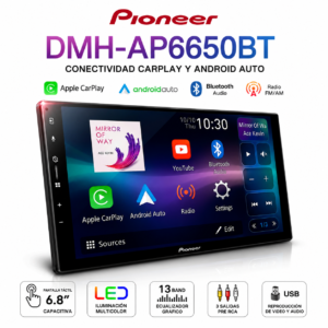 Pioneer DMH-AP6650BT Original Receptor multimedia de 9.0” con Apple CarPlay, Android Auto™ y WebLink® Acceso directo a YouTube