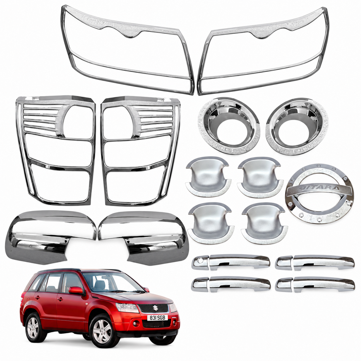 Kit de Cromados Protectores Niquelados para Suzuki SZ 2008 2009 2010 2011 2012 2013 2014 2015