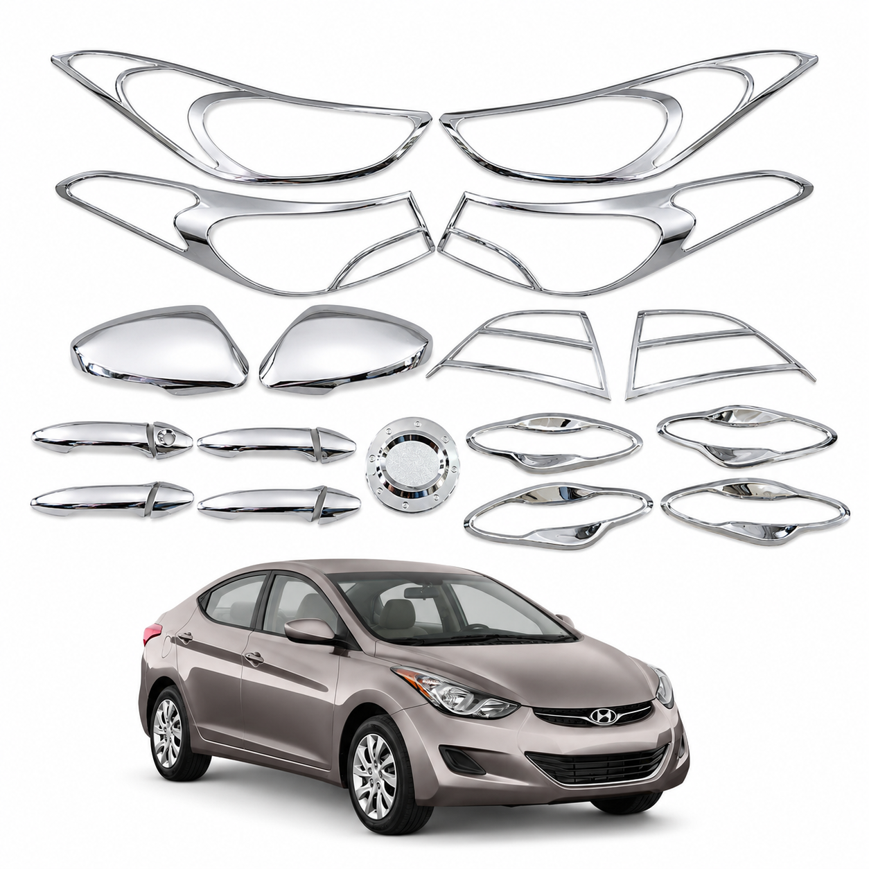 Kit de Cromados Protectores Niquelados para Hyundai Elantra 2012 2013 2014