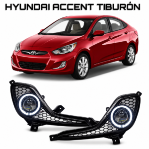 Kit de Neblineros de Lupa Bicolor con Bases para Hyundai Accent 2012 2013 2014 2015 2016 2017 2018 2019