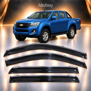 Cubrelluvias Negros con Filo Cromado Chevrolet D-Max Doble Cabina 2014 2015 2016 2017 2018 2019 2020 2021 2022 2023 2024 2025