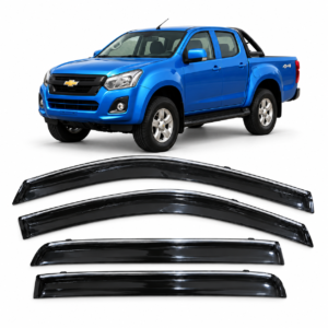 Cubrelluvias Negros con Filo Cromado Chevrolet D-Max Doble Cabina 2014 2015 2016 2017 2018 2019 2020 2021 2022 2023 2024 2025