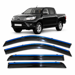 Cubrelluvias Negros con Filo Cromado Toyota Hilux Revo Doble Cabina 2015 2016 2017 2018 2019 2020 2021 2022 2023 2024 2025