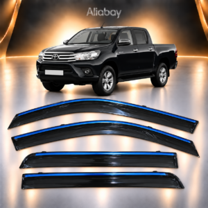 Cubrelluvias Negros con Filo Cromado Toyota Hilux Revo Doble Cabina 2015 2016 2017 2018 2019 2020 2021 2022 2023 2024 2025